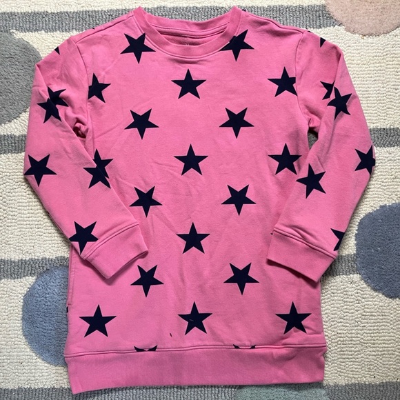 Primary Kids Star Sweatshirt (Size 6-7, Pink with Navy Stars, Pockets!) - Picture 7 of 9